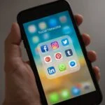 Social media icons on phone