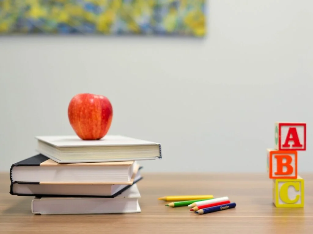 School books and pencils