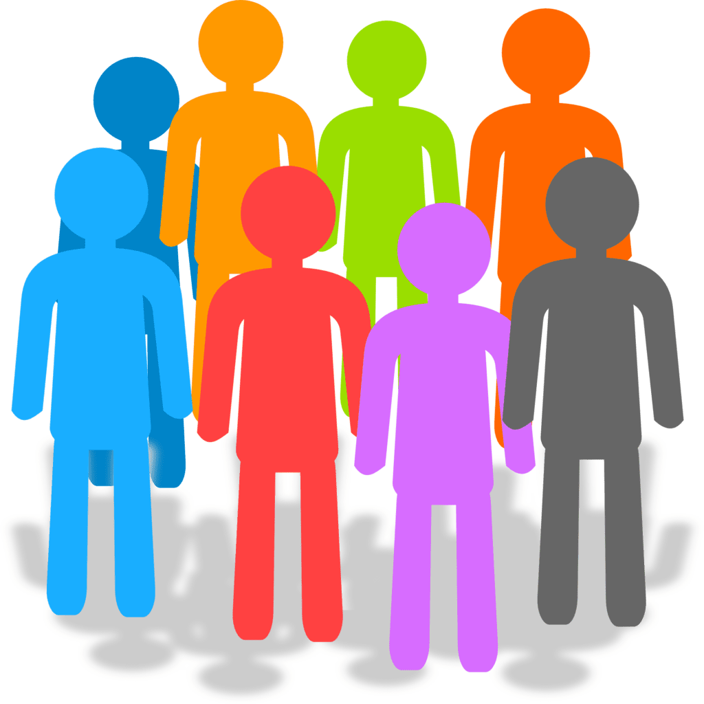 A group of people standing in a cloud, following specific rules set by associated companies.
