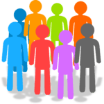 A group of people standing in a cloud, following specific rules set by associated companies.