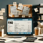 OnlyFans Tax FAQ 10 A desk with a laptop, a phone, and other items frequently used for tax-related tasks.