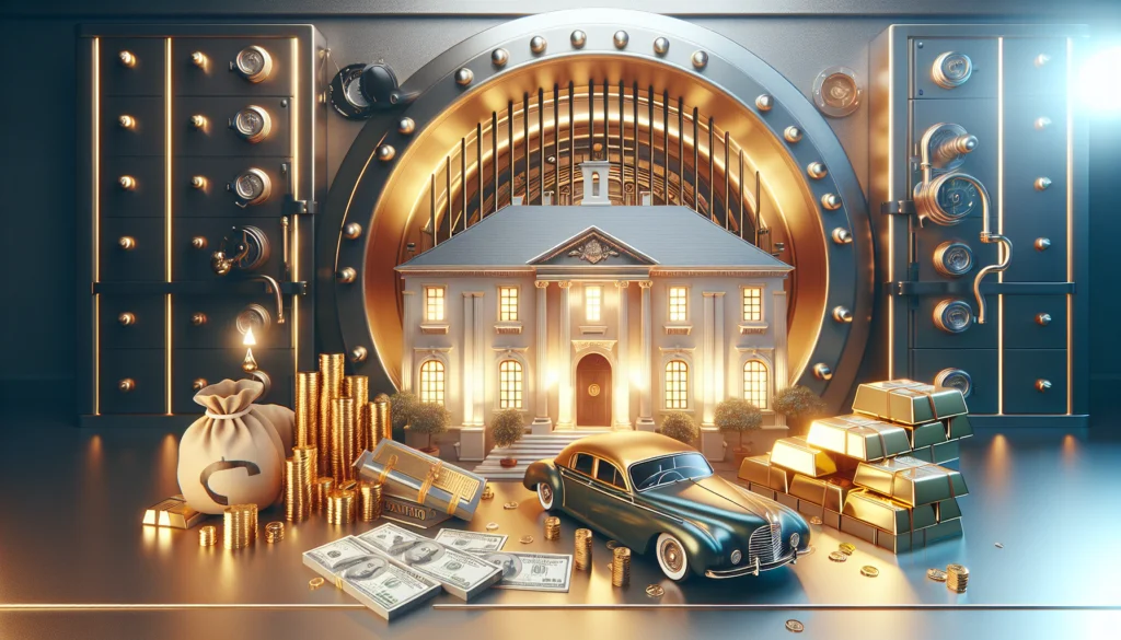 Illustration of diverse assets like property, shares, and possessions