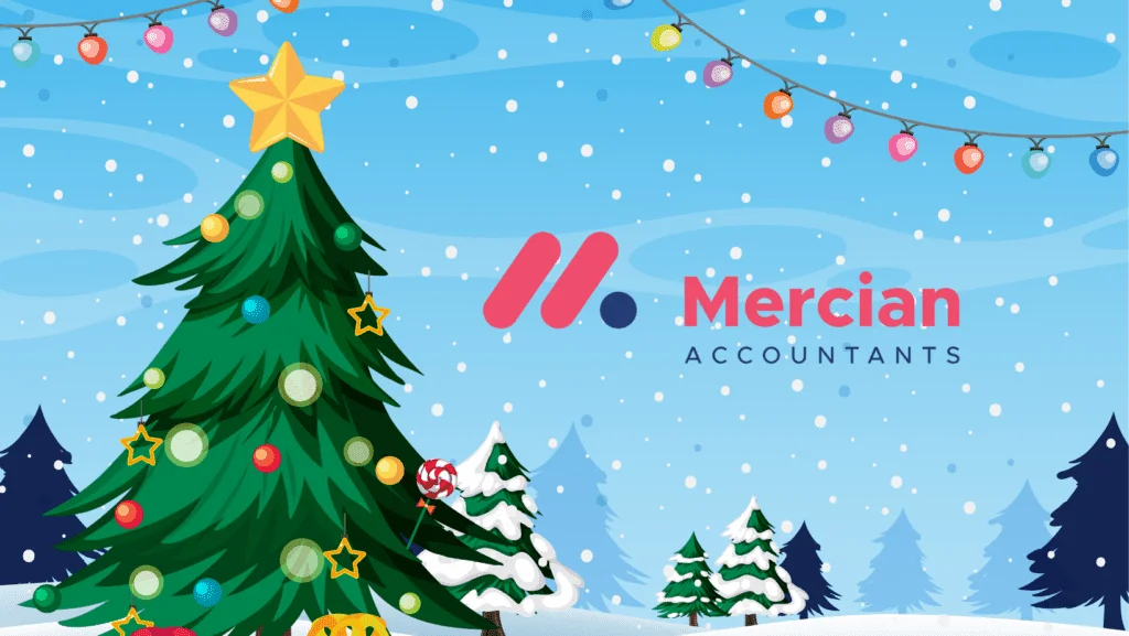 Mercurian accountants logo featuring a Christmas tree in the background.