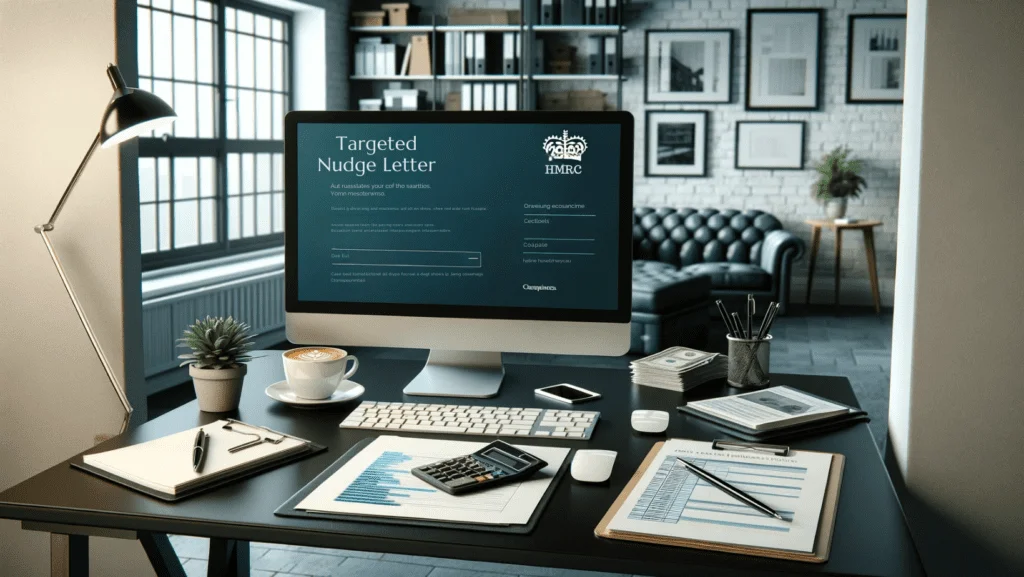 A computer screen displaying an application form for Landlords Incorporation Relief, as part of an HMRC letter campaign.