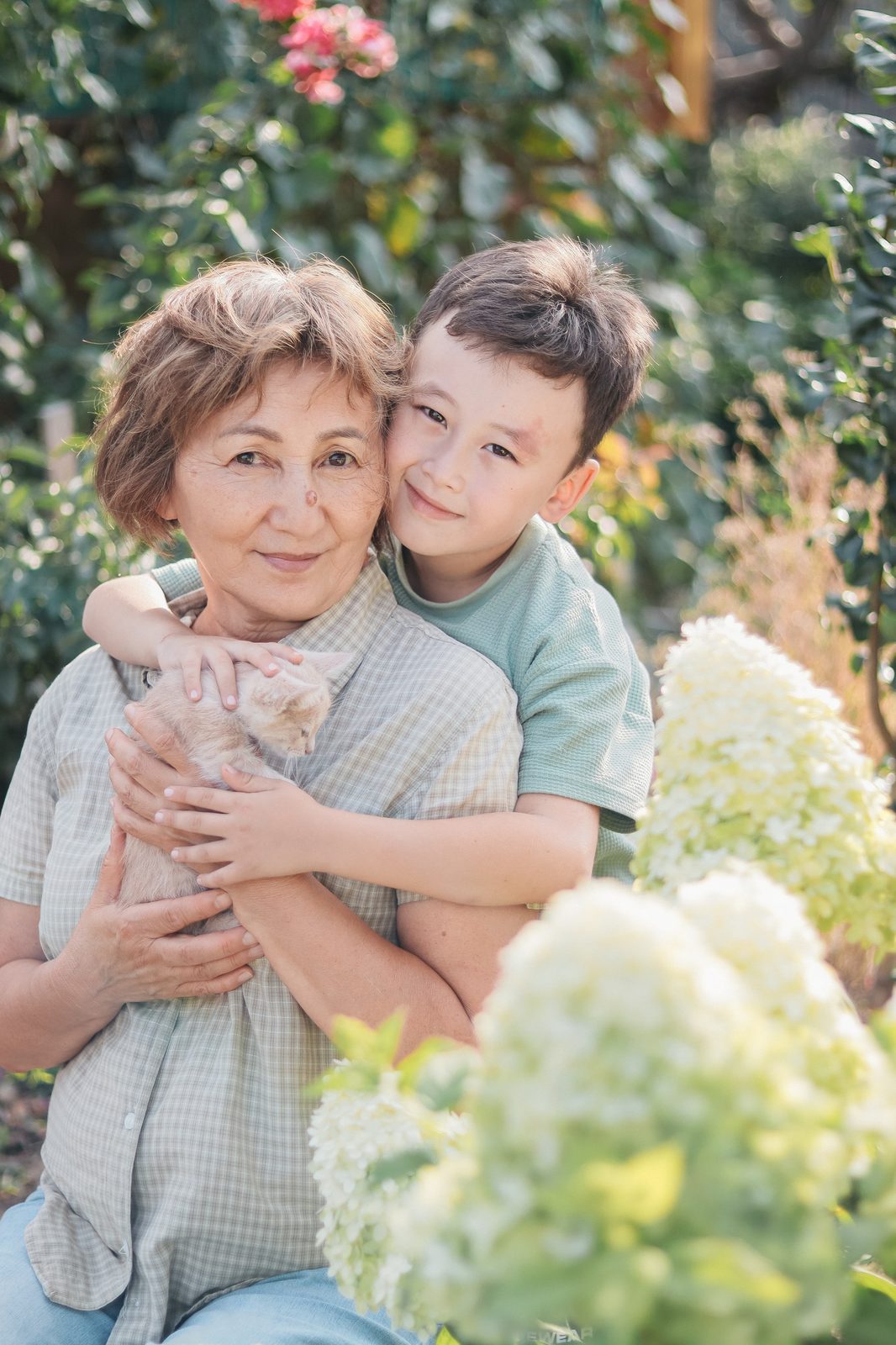 Family Investment Companies 1 Grandmother and grandson in the garden holding a kitten